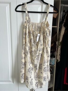 Abercrombie & Fitch NWT Cream Sleeveless Summer Dress with Black Sketch Print